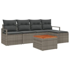 vidaXL Set di 6 pezzi di divano da giardino con cuscini grigi in rattan sintetico