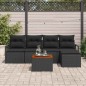 vidaXL Set di divano da giardino a 6 pezzi con cuscini neri in rattan sintetico e acacia