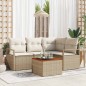 vidaXL Set di divani da giardino in 5 pezzi con cuscini beige in rattan polimerico.