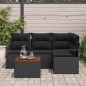 vidaXL Set Giardino 5 Pezzi con Cuscini Neri in Rattan Sintetico