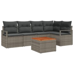 vidaXL Set di divani da giardino 6 pezzi con cuscini grigi in rattan sintetico e acacia