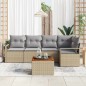 vidaXL Set da giardino 6 pezzi con cuscini beige, rattan, polipropilene e acacia.