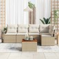 vidaXL Set Divano da Giardino 6 Pezzi con Cuscini Beige in Rattan Policristallino e Acacia.