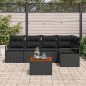 vidaXL Set da Giardino 6 Pezzi con Cuscini in Rattan Nero e Acacia