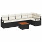 vidaXL Set Divani da Giardino 7 Pezzi con Cuscini Neri in Rattan Sintetico e Acacia
