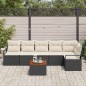 vidaXL Set Divani da Giardino 7 Pezzi con Cuscini Neri in Rattan Sintetico e Acacia