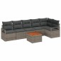 vidaXL Set Divani da Giardino 7 Pezzi con Cuscini Grigi in Rattan Sintetico e Acacia