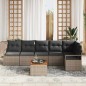vidaXL Set Divani da Giardino 7 Pezzi con Cuscini Grigi in Rattan Sintetico e Acacia