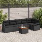 vidaXL Set divano da giardino 7 pezzi con cuscini in poly rattan neri e acacia