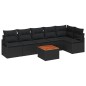 vidaXL Set divano da giardino 7 pezzi con cuscini in poly rattan neri e acacia