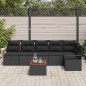 vidaXL Set divano da giardino 7 pezzi con cuscini in poly rattan neri e acacia