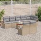vidaXL Set Giardino 9 Pezzi di con Cuscini Beige in Rattan Sintetico e Tavolino in Acacia