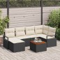 vidaXL Set di Divani da Giardino a 7 Pezzi con Cuscini in Rattan Sintetico Nero e Acacia