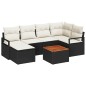 vidaXL Set di Divani da Giardino a 7 Pezzi con Cuscini in Rattan Sintetico Nero e Acacia