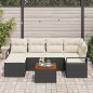 vidaXL Set di Divani da Giardino a 7 Pezzi con Cuscini in Rattan Sintetico Nero e Acacia