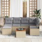 vidaXL Set da Giardino 7 Pezzi con Cuscini Beige in Rattan Sintetico e Acacia vidaXL Set da Giardino 7 Pezzi con Cuscini Beige in Rattan Sintetico e Acacia