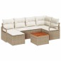 vidaXL Set da giardino con divani 7 pezzi e cuscini beige in polirattan e acacia