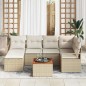 vidaXL Set da giardino con divani 7 pezzi e cuscini beige in polirattan e acacia