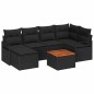 vidaXL Set da Giardino 7 Pezzi con Cuscini in Rattan Sintetico Nero e Acacia