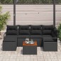 vidaXL Set da Giardino 7 Pezzi con Cuscini in Rattan Sintetico Nero e Acacia
