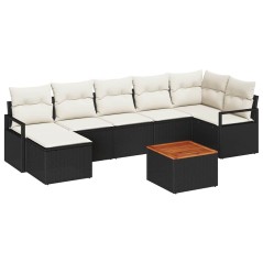 vidaXL Set di Sofà da Giardino con Cuscini - 8 Pezzi in Rattan Nero e Acacia