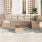 vidaXL Set di divani da giardino da 8 pezzi con cuscini beige in rattan sintetico e legno di acacia