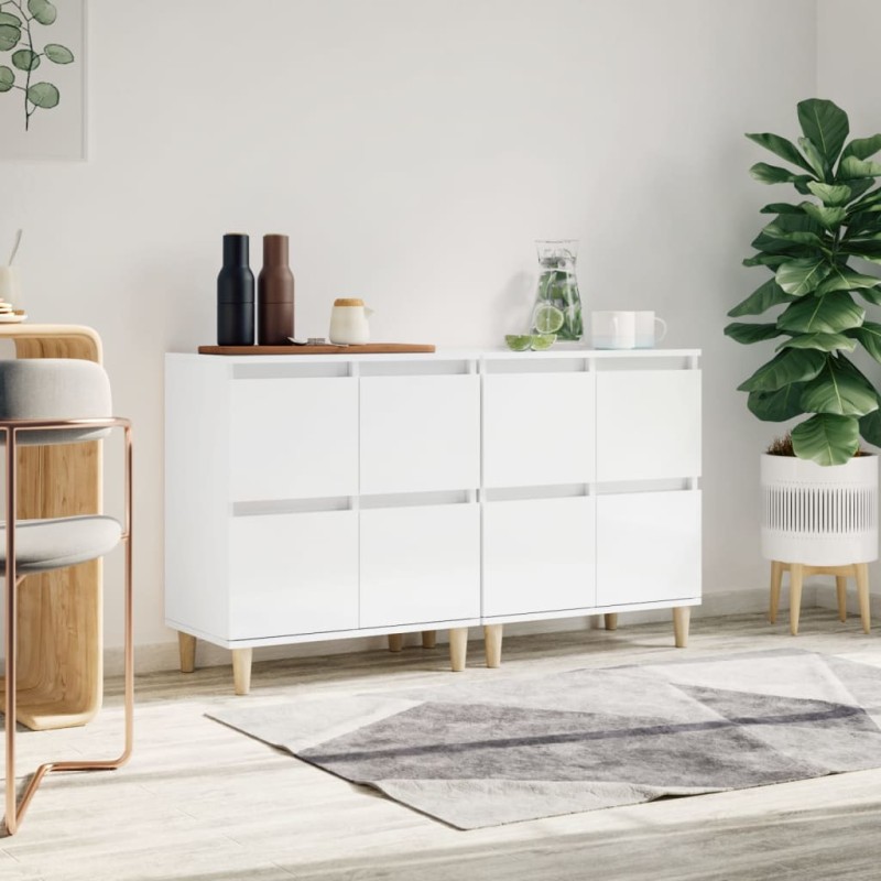Credenze 2pz Bianco Lucido 60x35x70 cm in Legno Multistrato Credenze 2pz Bianco Lucido 60x35x70 cm in Legno Multistrato