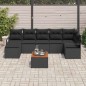 vidaXL Set di divani da giardino 8 pezzi con cuscini in rattan neri e legno di acacia
