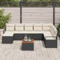 vidaXL Set di Sofà da Giardino 9 Pezzi con Cuscini in Rattan Polyrattan Nero e Acacia vidaXL Set di Sofà da Giardino 9 Pezzi con Cuscini in Rattan Polyrattan Nero e Acacia