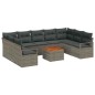vidaXL Set Giardino in Rattan Grigio da 10 Pezzi con Cuscini in Acacia