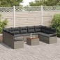 vidaXL Set Giardino in Rattan Grigio da 10 Pezzi con Cuscini in Acacia