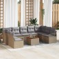 vidaXL Set di divani da giardino da 10 pezzi con cuscini beige in poly rattan e acacia vidaXL Set di divani da giardino da 10 pezzi con cuscini beige in poly rattan e acacia