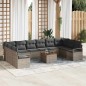 vidaXL Set di divano da giardino da 11 pezzi con cuscini grigi in rattan sintetico e acacia. vidaXL Set di divano da giardino da 11 pezzi con cuscini grigi in rattan sintetico e acacia.