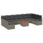 vidaXL Set di divano da giardino da 11 pezzi con cuscini grigi in rattan sintetico e acacia. vidaXL Set di divano da giardino da 11 pezzi con cuscini grigi in rattan sintetico e acacia.