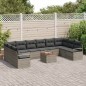 vidaXL Set di divano da giardino da 11 pezzi con cuscini grigi in rattan sintetico e acacia. vidaXL Set di divano da giardino da 11 pezzi con cuscini grigi in rattan sintetico e acacia.