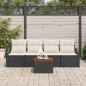 vidaXL Set di divani da giardino 5 pezzi con cuscini in rattan polietilene nero e acacia vidaXL Set di divani da giardino 5 pezzi con cuscini in rattan polietilene nero e acacia