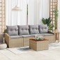 vidaXL Set di divani da giardino in 5 pezzi con cuscini beige in rattan sintetico e acacia.
