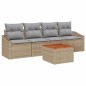 vidaXL Set di divani da giardino in 5 pezzi con cuscini beige in rattan sintetico e acacia.
