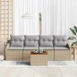 vidaXL Set di divani da giardino in 5 pezzi con cuscini beige in rattan sintetico e acacia.