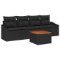 vidaXL Set di divano da giardino a 5 pezzi con cuscini in polirattan nero e legno di acacia vidaXL Set di divano da giardino a 5 pezzi con cuscini in polirattan nero e legno di acacia