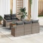 vidaXL Set da giardino in 6 pezzi con cuscini grigi in rattan sintetico e legno di acacia