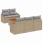 vidaXL Set di divani da giardino 6 pezzi con cuscini beige in rattan sintetico e legno di acacia vidaXL Set di divani da giardino 6 pezzi con cuscini beige in rattan sintetico e legno di acacia