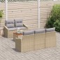 vidaXL Set di divani da giardino 6 pezzi con cuscini beige in rattan sintetico e legno di acacia vidaXL Set di divani da giardino 6 pezzi con cuscini beige in rattan sintetico e legno di acacia