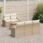 vidaXL Set di Divani da Giardino 6 Pezzi con Cuscini Beige in Rattan Sintetico e Acacia vidaXL Set di Divani da Giardino 6 Pezzi con Cuscini Beige in Rattan Sintetico e Acacia