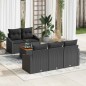 vidaXL Set di divani da giardino a 6 pezzi con cuscini in rattan polirattan nero e acacia vidaXL Set di divani da giardino a 6 pezzi con cuscini in rattan polirattan nero e acacia
