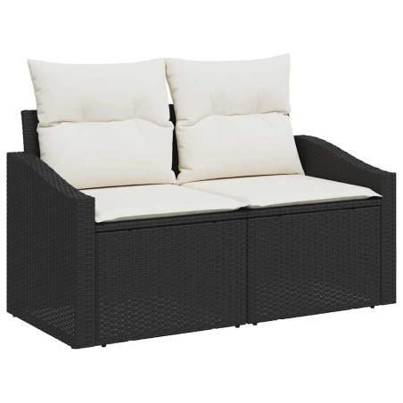 vidaXL Set giardino 7 pezzi con cuscini neri in rattan sintetico e acacia