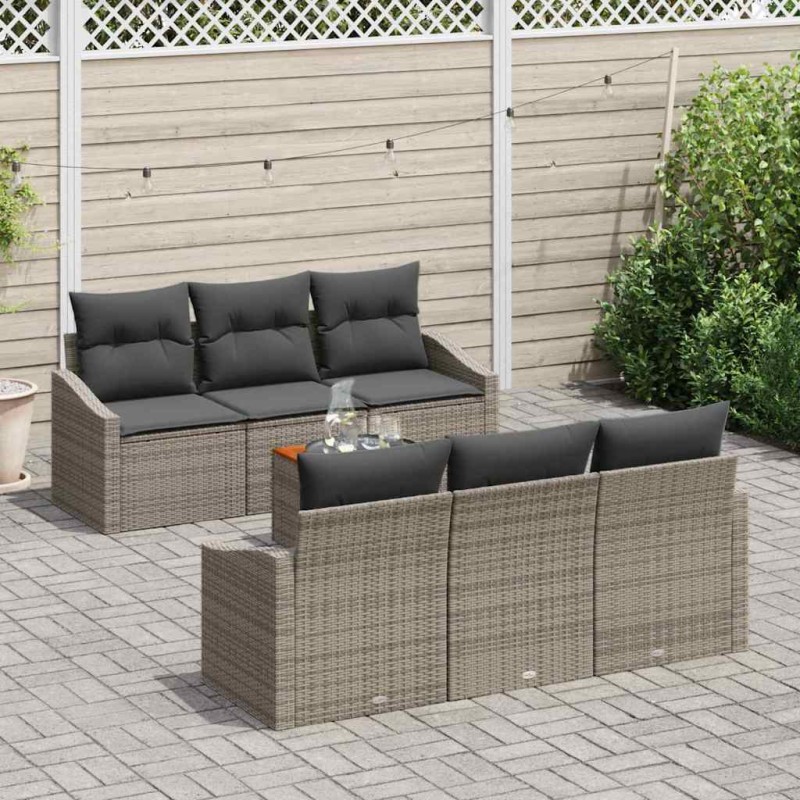vidaXL Set Giardino 7 Pezzi con Cuscini Grigi in Rattan Sintetico vidaXL Set Giardino 7 Pezzi con Cuscini Grigi in Rattan Sintetico