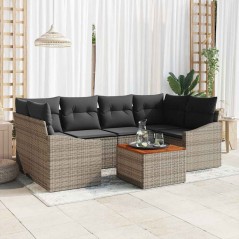 vidaXL Set da Giardino a 7 Pezzi in Rattan Sintetico Grigio con Cuscini