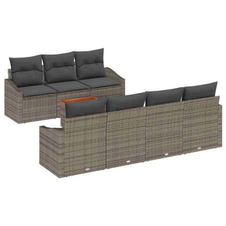 vidaXL Set da Giardino in 8 Pezzi con Cuscini Grigi in Rattan Sintetico e Acacia