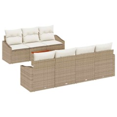 vidaXL Set di divani da giardino con cuscini, 8 pezzi in rattan sintetico e legno di acacia